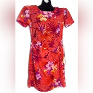 Dress Barn Floral Midi Dress - Red and Purple
